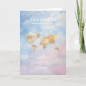 パスポ男女兼用ート世界地図ベビーシャワー 招待状 (正面)