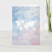 パスポ男女兼用ート世界地図ベビーシャワー 招待状 (正面)