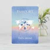 パスポ男女兼用ート旅行ベビーシャワー虹 招待状 (スタンド正面)