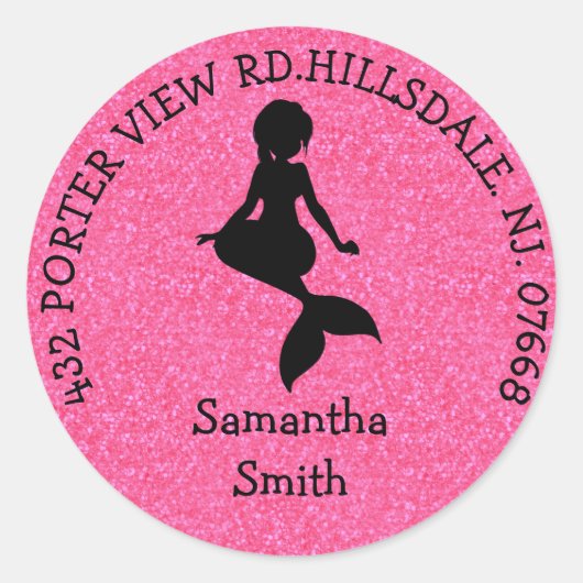 パスルピンクガールMERMAIDパーティーアドレスクラシックR ラウンドシール (正面)