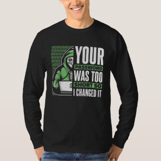 パスワードが短すぎます ブラックハット エシカルハッキング Tシャツ