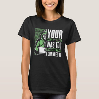 パスワードが短すぎます ブラックハット エシカルハッキング Tシャツ