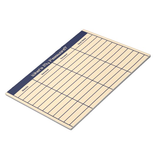 パスワードとはダークブルーとビスクのテンプレート ノートパッド (アングル)