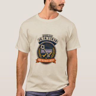 パスワードを思い出した レトロ技術ユーモア バッジ Tシャツ
