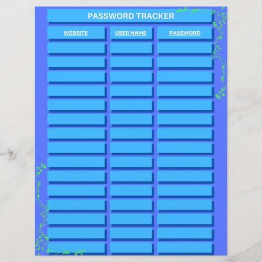 パスワードトラッカー紙シート (正面)