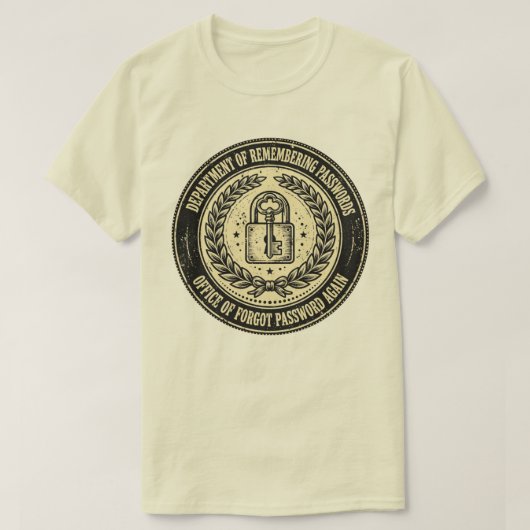 パスワード紛失部署 楽しいITサポート技術者 Tシャツ (デザイン正面)