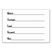 パスワードKeeperノートカード テーブルナンバー (裏面)