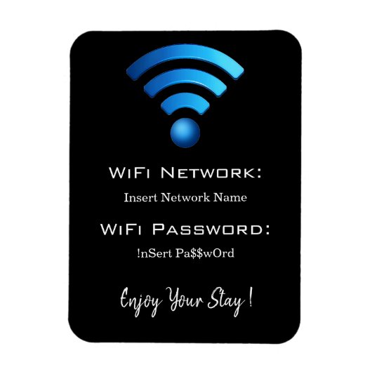 パスワードwifi詳細（黒） マグネット (縦)