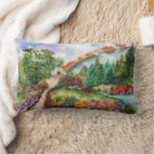 パス。虹と花。 ランバークッション (ブランケット)