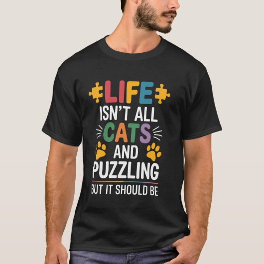 パズラー パズル 猫 面白い ジグソーパズル Tシャツ (正面)