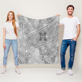 パズリーの羽の花パターン灰色バレーボール フリースブランケット