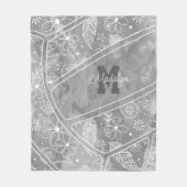 パズリーの羽の花パターン灰色バレーボール フリースブランケット (正面)