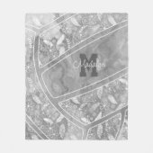 パズリーの羽の花パターン灰色バレーボール フリースブランケット (正面)