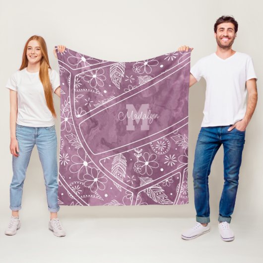 パズリー羽花パターン梅バレーボール フリースブランケット (インサイチュ)