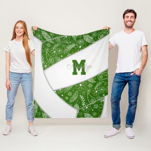 パズリー羽花パターン緑バレーボール フリースブランケット (インサイチュ)