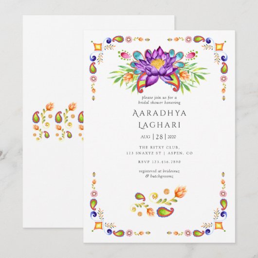 パズリー蓮の花 インドの結婚式前夜祭 招待状 (正面/裏面)