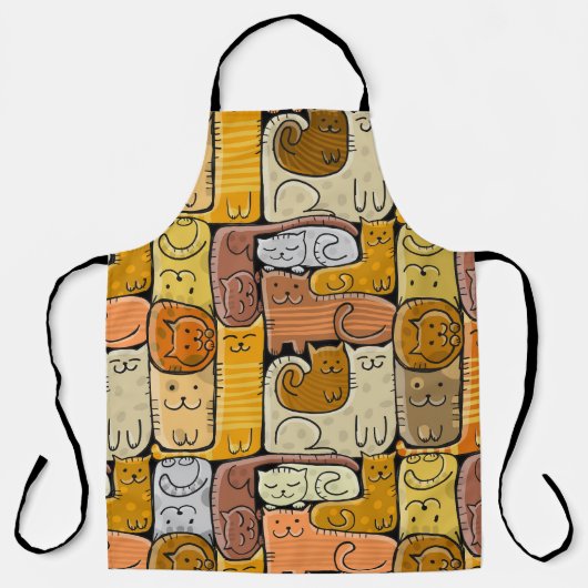 パズルおもしろいキャッツハウスシームレス エプロン (正面)