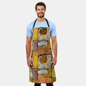 パズルおもしろいキャッツハウスシームレス エプロン (着用した状態)