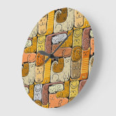 パズルおもしろいキャッツハウスシームレス ラージ壁時計 (傾斜)