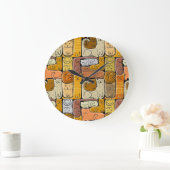 パズルおもしろいキャッツハウスシームレス ラージ壁時計 (ホーム)