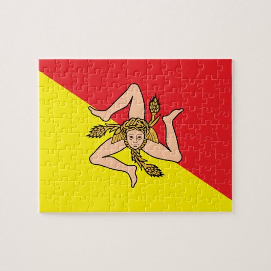 パズルとシチリア州旗，イタリア ジグソーパズル (横)