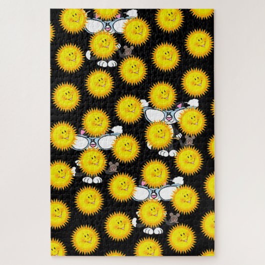 パズルに挑むサンブラック・キャットの背後 ジグソーパズル (縦)