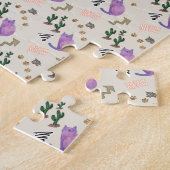 パズルに挑戦する猫魚サボテン ジグソーパズル (側面)