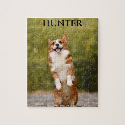 パズルにcorgi写真と名前を付けパーソナライズされたます。 ジグソーパズル (縦)