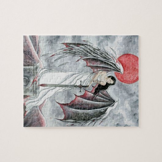 パズルのゲームのファンタジーのゴシック様式落ちたな天使 ジグソーパズル (横)