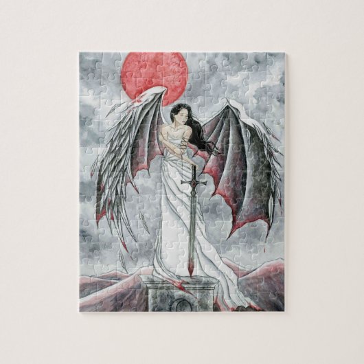 パズルのゲームのファンタジーのゴシック様式落ちたな天使 ジグソーパズル (縦)