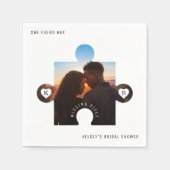 パズルのピースの写真 ブライダルシャワー スタンダードカクテルナプキン (正面)