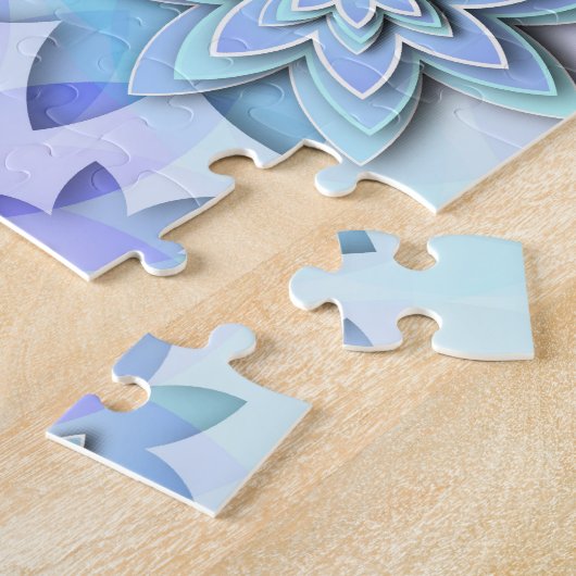 パズルの曼荼羅の抽象芸術のはすの花 ジグソーパズル (側面)