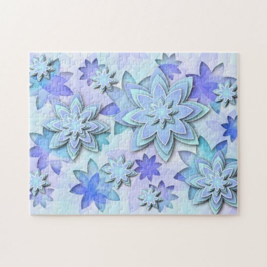 パズルの曼荼羅の抽象芸術のはすの花 ジグソーパズル (横)