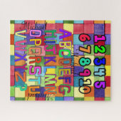 パズルの正方形の色の数字アルファベット ジグソーパズル (横)