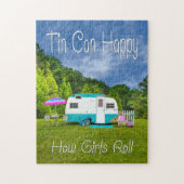 パズルの缶の幸せなヴィンテージのキャンピングカー ジグソーパズル (縦)