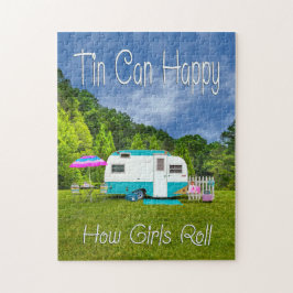 パズルの缶の幸せなヴィンテージのキャンピングカー ジグソーパズル