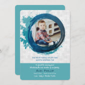 パズルの部分の青い写真の採用の発表 招待状 (正面/裏面)