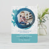 パズルの部分の青い写真の採用の発表 招待状 (スタンド正面)