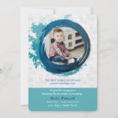 パズルの部分の青い写真の採用の発表 招待状 (正面)