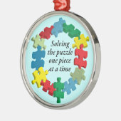 パズルの…青いオーナメントの解決 メタルオーナメント (左)