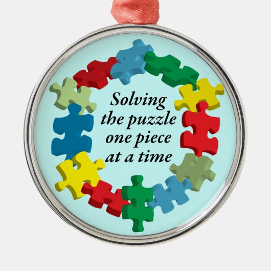 パズルの…青いオーナメントの解決 メタルオーナメント (正面)