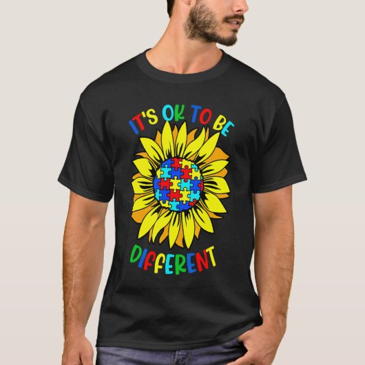 パズルひまわり優しい自閉症意識 Tシャツ (正面)