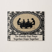 パズルを一緒に祈る家族 ジグソーパズル (横)