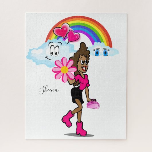 パズルアフリカンガールピンクハート ジグソーパズル (縦)