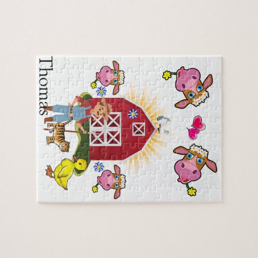 パズルカウー農家ファームハウスイエローチック ジグソーパズル (横)