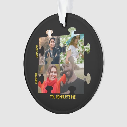 パズルカスタムピース写真あなたは私のカップルを完成 オーナメント (正面)