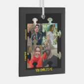 パズルカスタムピース写真あなたは私のカップルを完成 ガラスオーナメント (正面右)