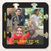 パズルカスタムピース写真あなたは私のカップルを完成 スクエアペーパーコースター (正面)