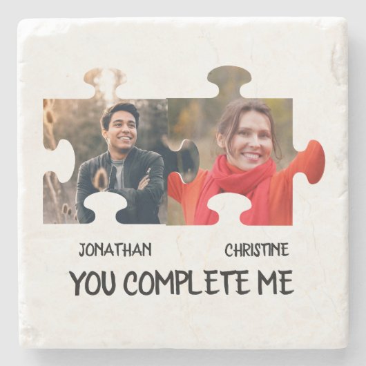 パズルカスタムピース写真あなたは私のカップルを完成 ストーンコースター (正面)