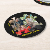 パズルカスタムピース写真あなたは私のカップルを完成 ラウンドペーパーコースター (アングル)